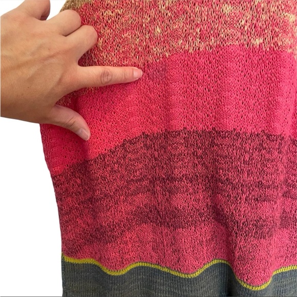 Free People Peplum Polo Sweater Tank Ombre Halter Knit Top Blue Combo Medium - Picture 12 of 13